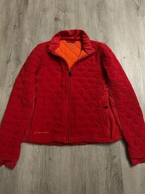 Brooks Red Quilted Puffer Jacket with Orange Lining